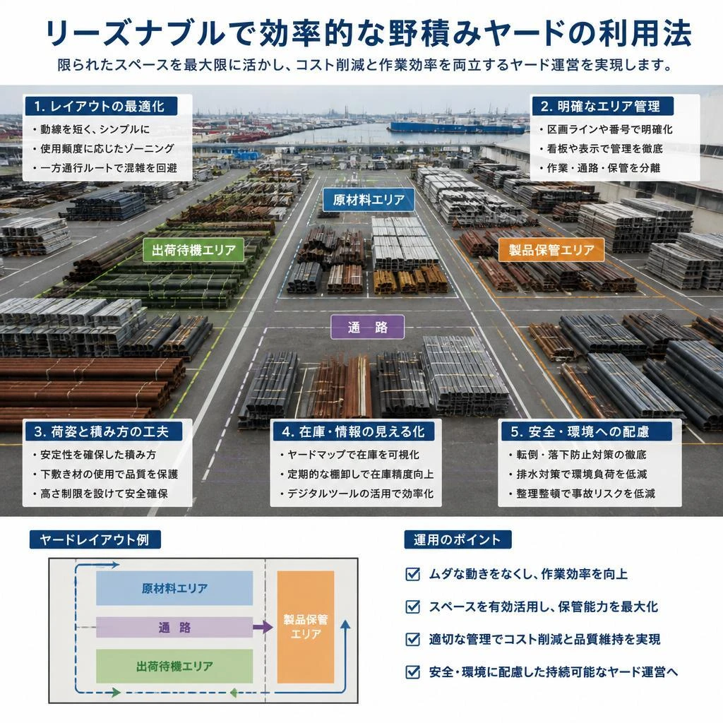 リーズナブルで効率的な野積みヤードの利用法